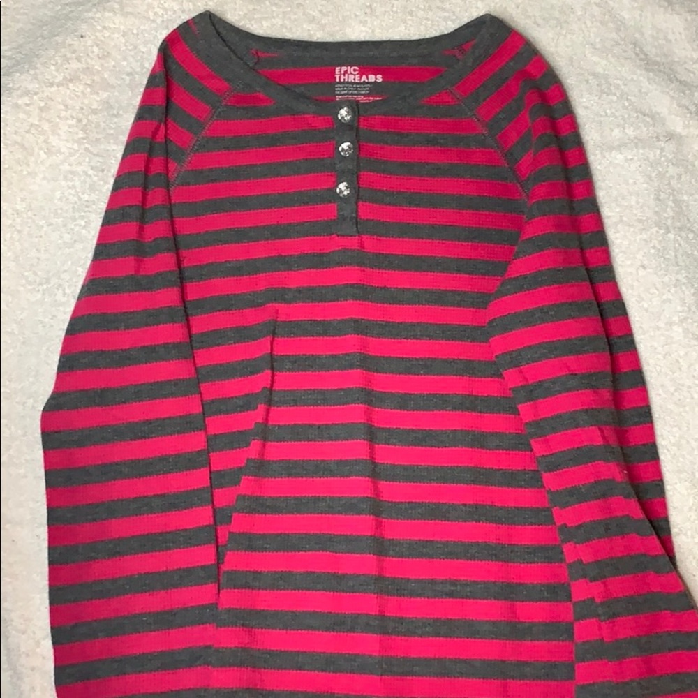 pink and grey striped long sleeve for girls !